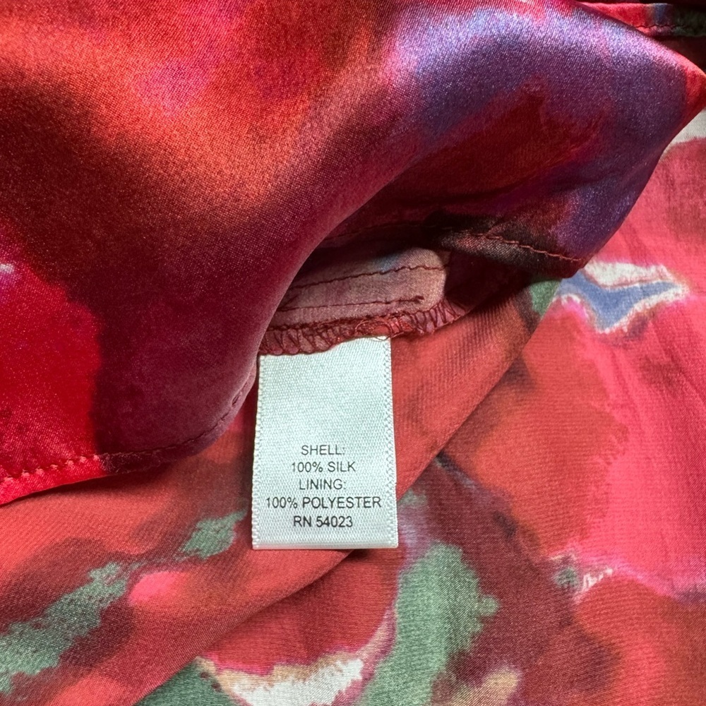 Banana Republic Silk Cocktail Dress Watercolor Wedding Guest Womens Size 8P Red - Picture 10 of 11